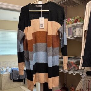 Multicolor Striped Cardigan Sweater- size medium